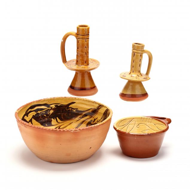 decorated-pottery-four-pieces