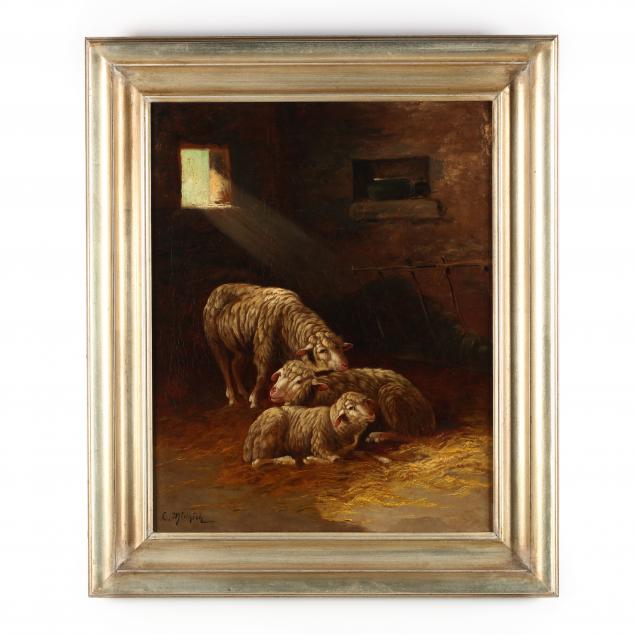 att-lethea-minnick-ca-nj-1891-1985-sheep-in-a-stable