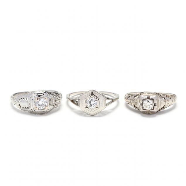 three-antique-18kt-white-gold-and-diamond-rings