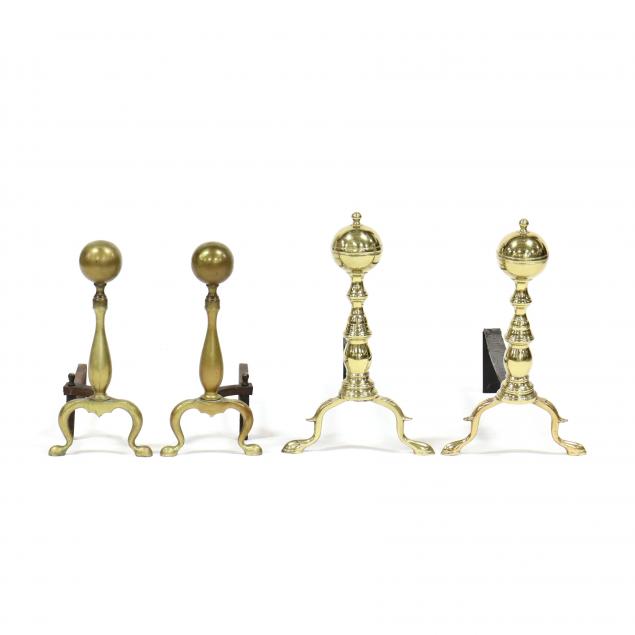 two-pairs-of-brass-andirons