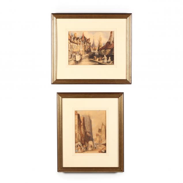 two-antique-dutch-village-scenes