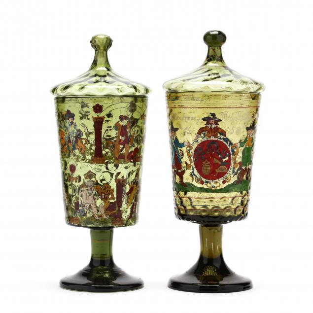 pair-of-antique-german-enameled-and-lidded-glass-urns