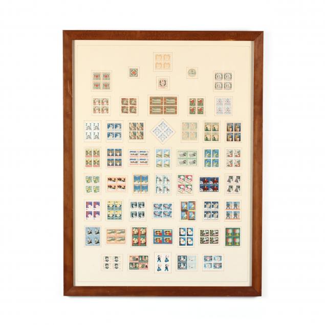 framed-collection-of-vintage-holiday-stamps