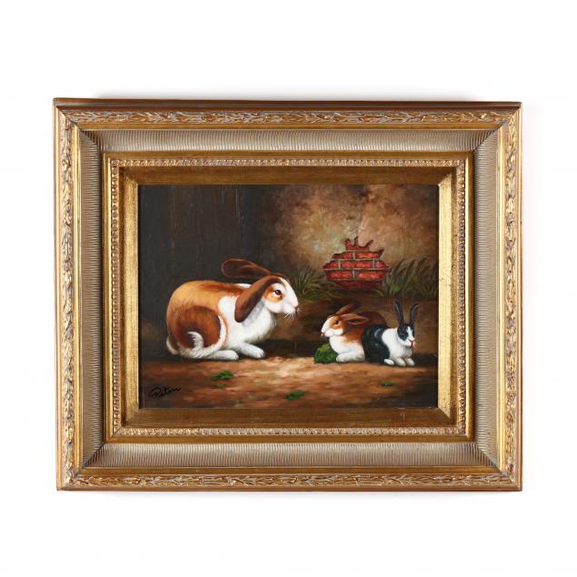 decorative-painting-of-three-rabbits