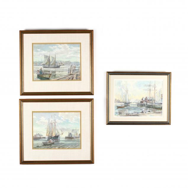 w-stuart-archibald-la-20th-century-three-harbor-scenes