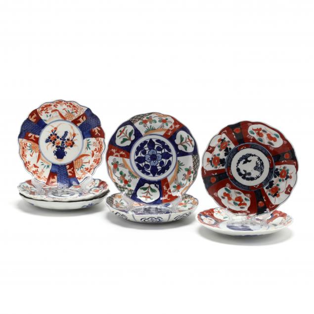 a-group-of-seven-japanese-imari-plates