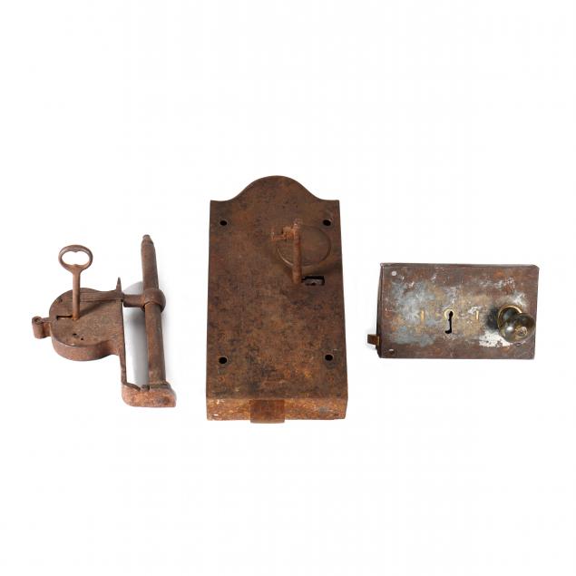 three-large-antique-locks