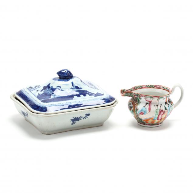 a-chinese-export-famille-rose-pitcher-and-canton-lidded-dish