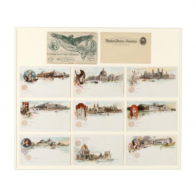 framed-set-of-ten-official-1893-columbian-exposition-postal-cards