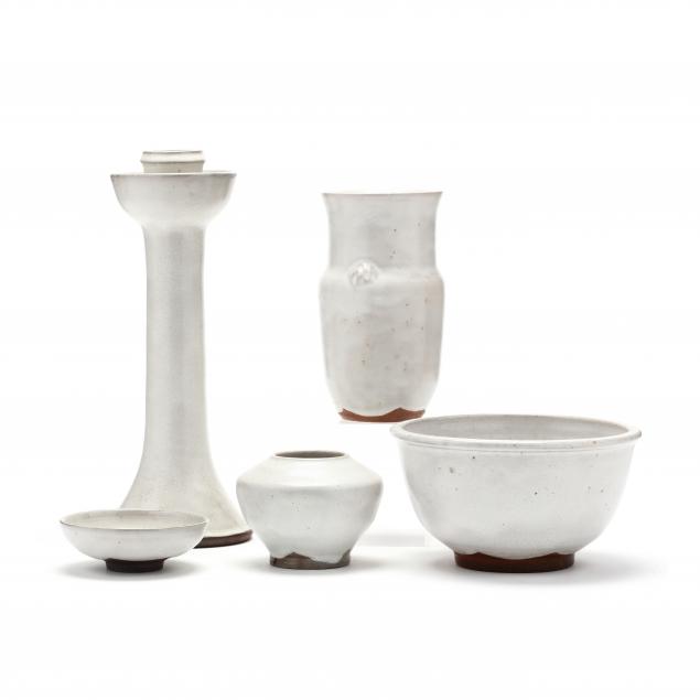 nc-pottery-ben-owen-master-potter-five-pieces-of-chinese-white-pottery