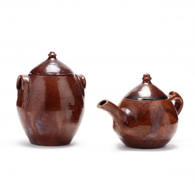 nc-pottery-jugtown-two-pieces-of-tobacco-glaze