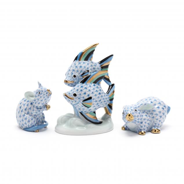 herend-three-blue-fishnet-animals