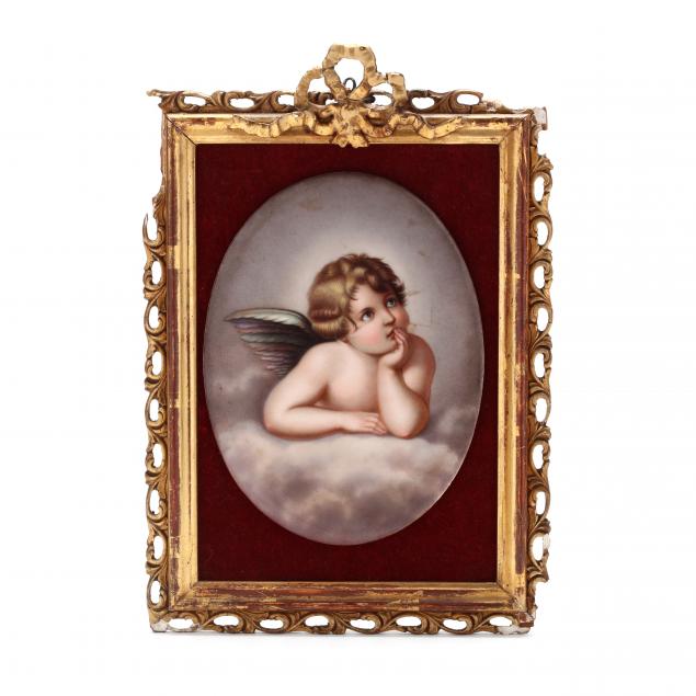 framed-porcelain-plaque-of-a-cherub