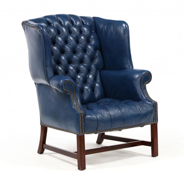 chippendale-style-tufted-leather-easy-chair