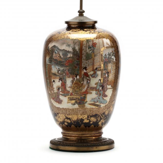 a-large-japanese-satsuma-vase-lamp