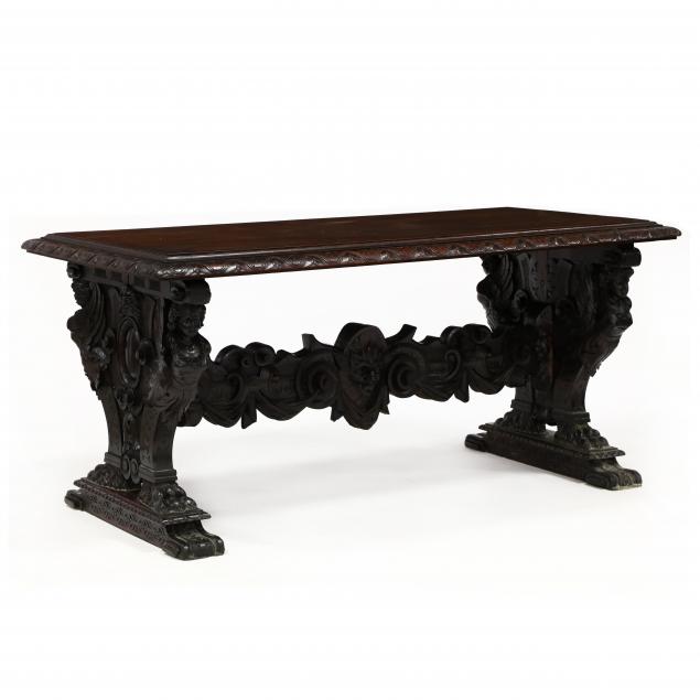 renaissance-style-carved-walnut-library-table