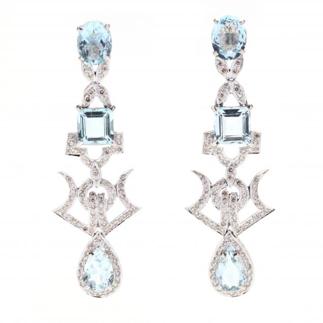 white-gold-aquamarine-and-diamond-chandelier-earrings