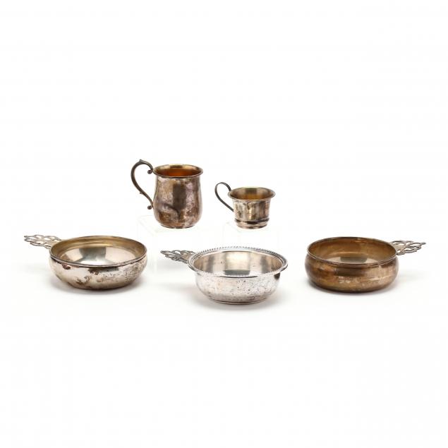 group-of-vintage-sterling-silver-porringers-cups