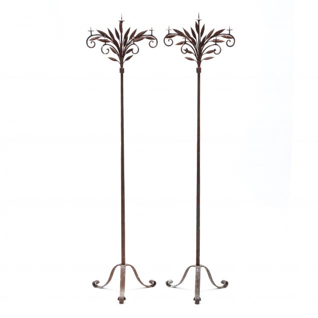 pair-of-wrought-iron-torchiere-candelabra