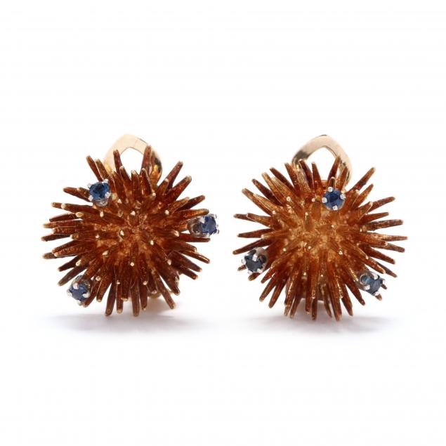 14kt-gold-and-sapphire-sea-urchin-earrings