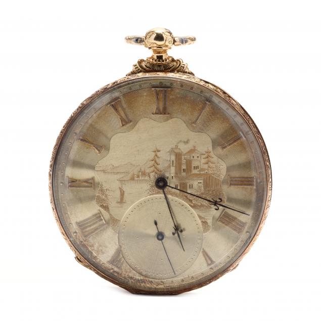 vintage-18kt-gold-open-face-swiss-pocket-watch