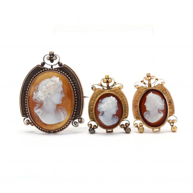 antique-gold-and-hardstone-cameo-brooch-and-earrings