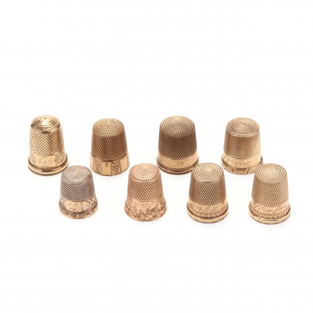 eight-antique-gold-thimbles