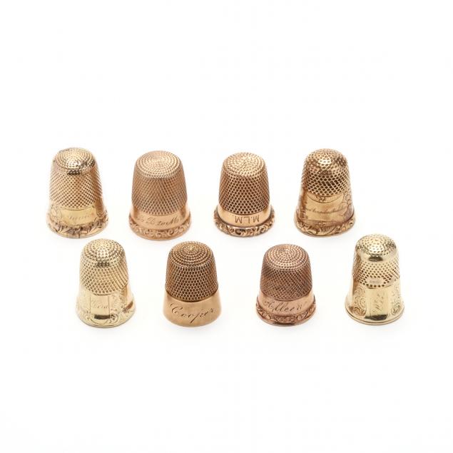 eight-antique-gold-thimbles