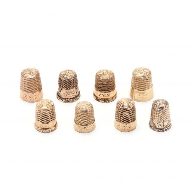 eight-antique-gold-thimbles