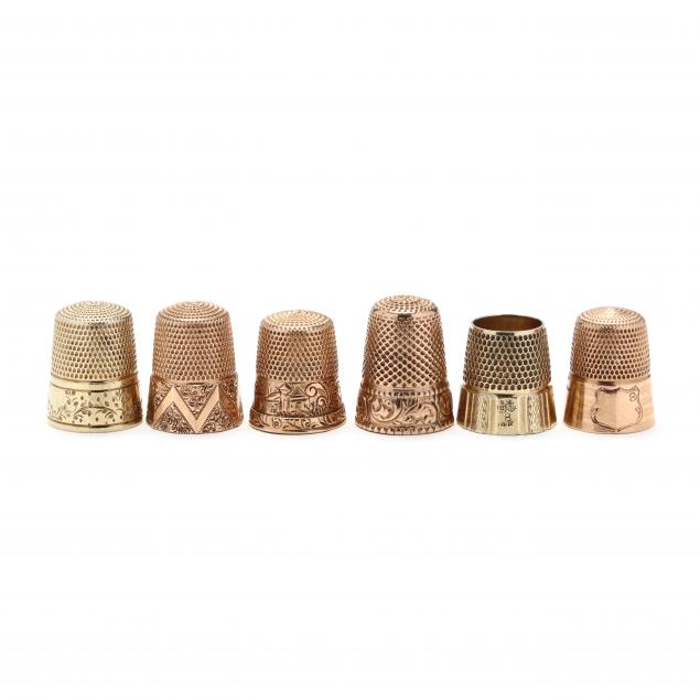 six-antique-gold-thimbles