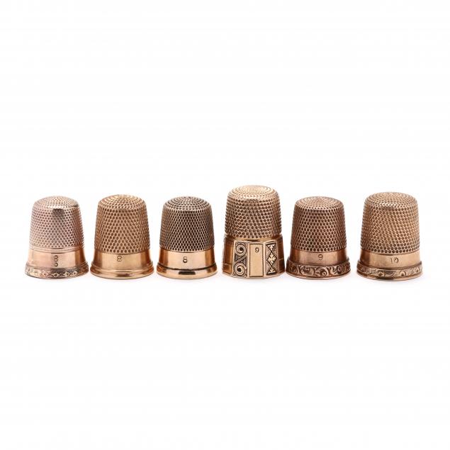 six-antique-gold-thimbles