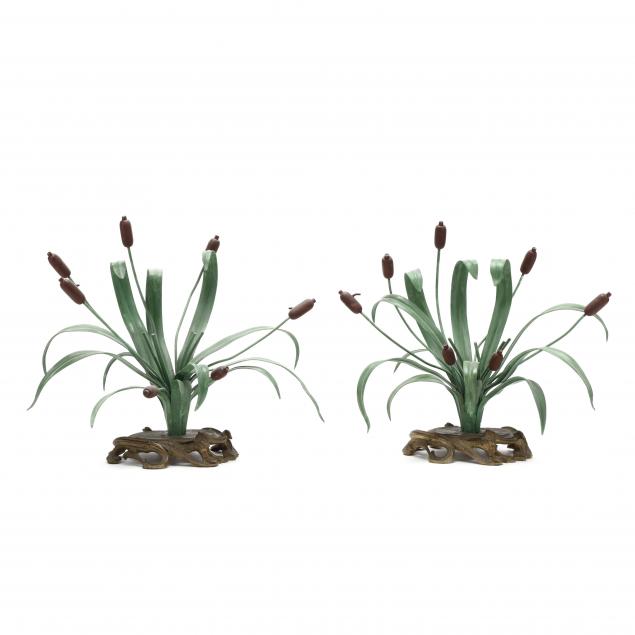 pair-of-vintage-french-tole-cattail-ornaments