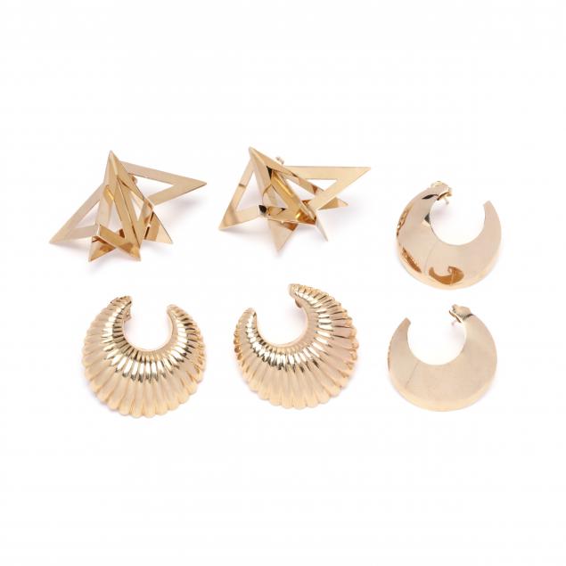 three-pairs-of-gold-earrings