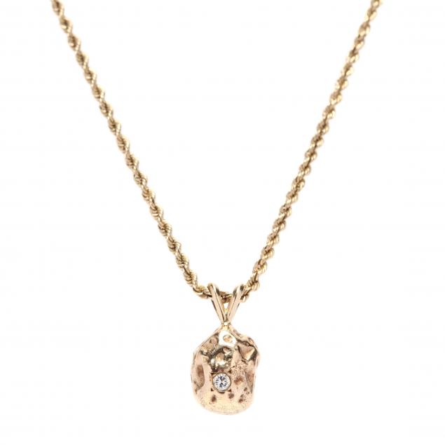 gold-and-diamond-nugget-pendant-necklace
