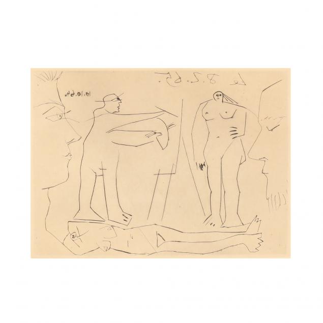 pablo-picasso-spanish-1881-1973-i-peintre-et-modele-avec-femme-nue-allongee-et-deux-spectateurs-i