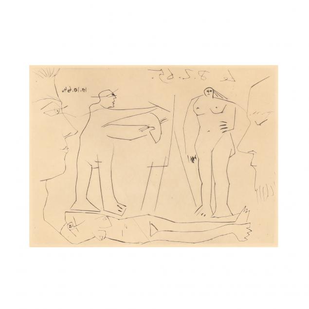 pablo-picasso-spanish-1881-1973-i-peintre-et-modele-avec-femme-nue-allongee-et-deux-spectateurs-i