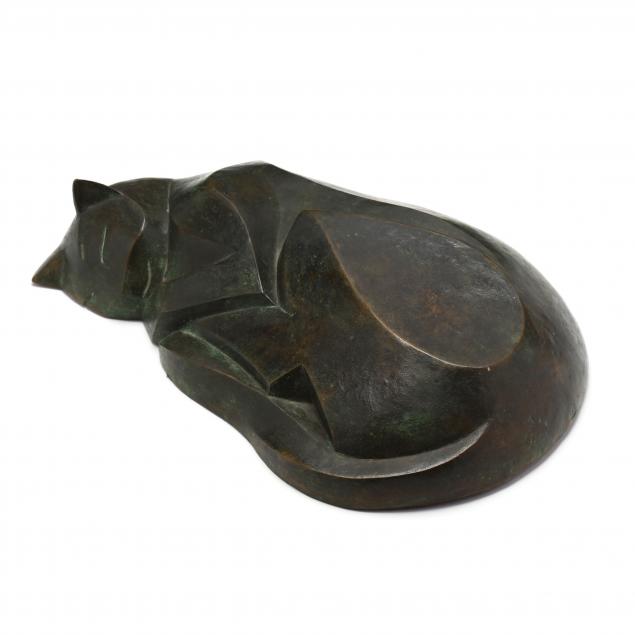 terry-stringer-new-zealand-b-1946-art-deco-style-bronze-sleeping-cat