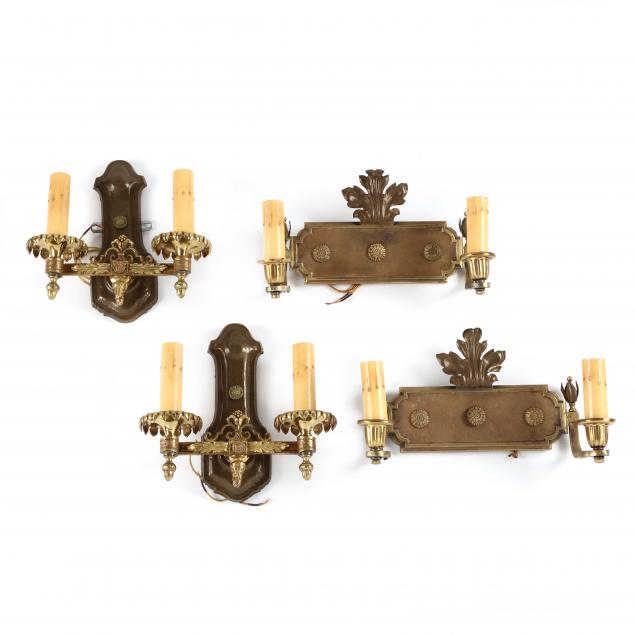 two-pair-of-vintage-brass-sconces
