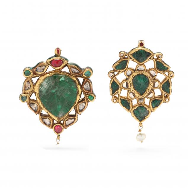 two-gold-polychrome-enamel-and-gem-set-pendants