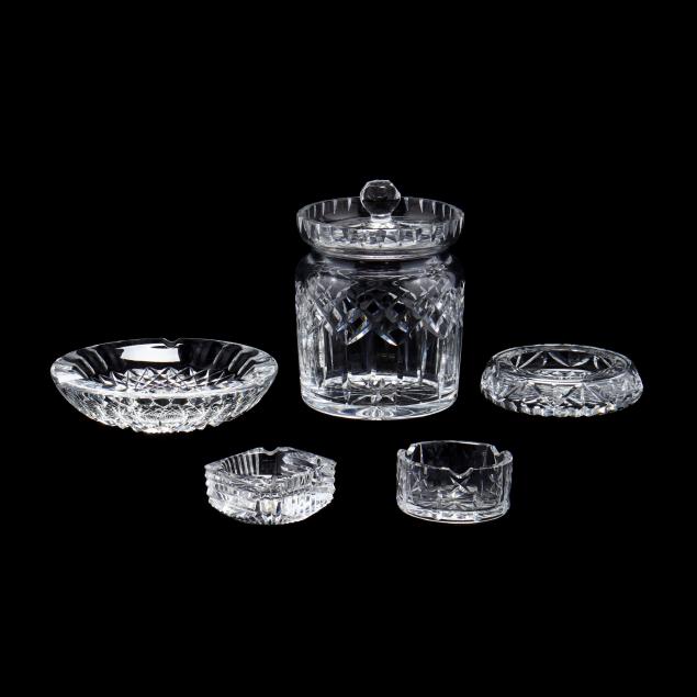 waterford-crystal-humidor-and-four-ashtrays