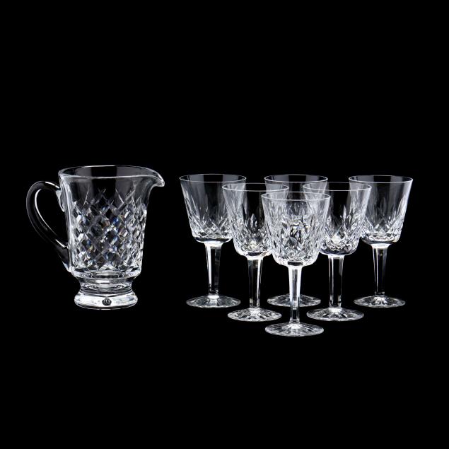 six-waterford-crystal-stems-and-a-pitcher