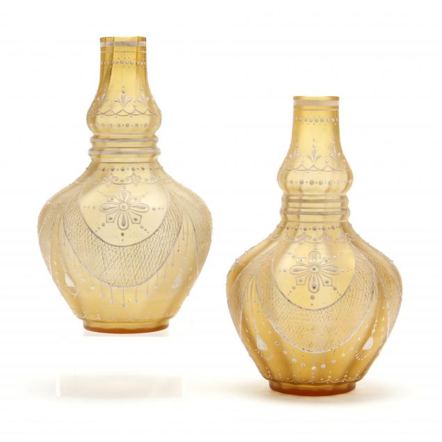 pair-of-antique-bohemian-enameled-glass-vases