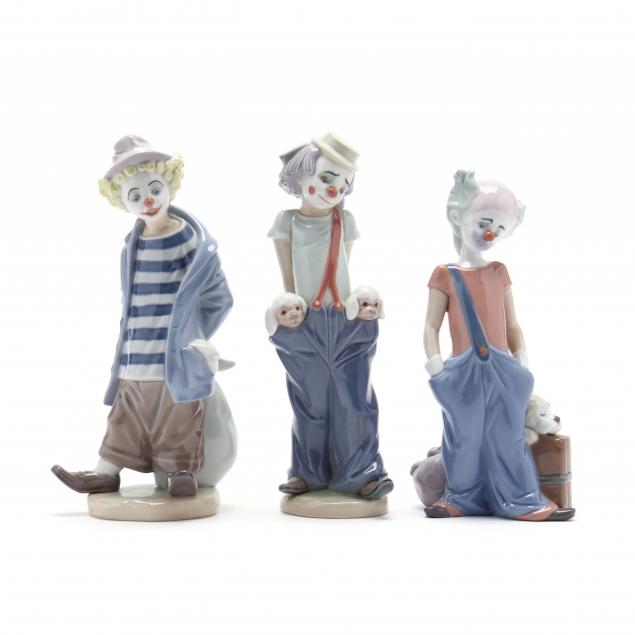 three-lladro-clown-figures