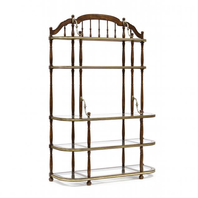 oak-and-brass-baker-s-rack