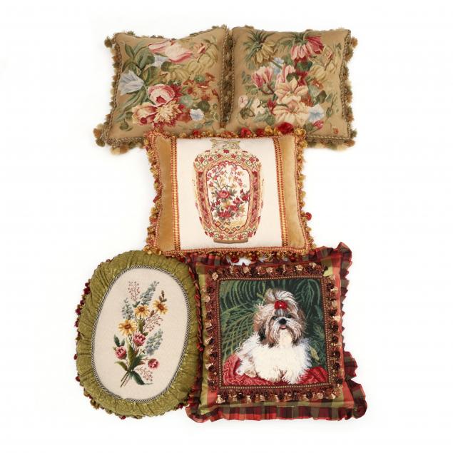 five-aubusson-and-needlepoint-decorative-pillows