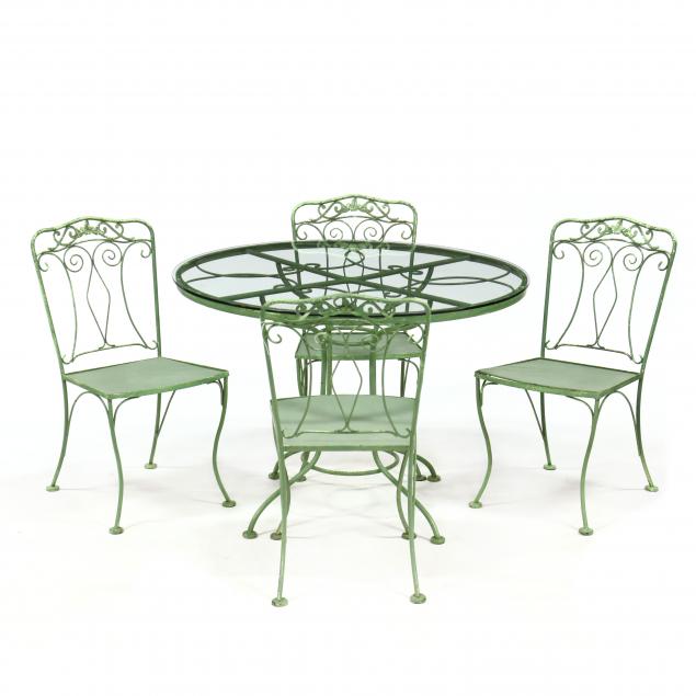 vintage-painted-iron-table-and-four-chairs