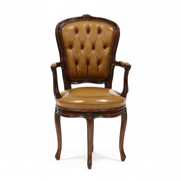 louis-xv-style-leather-swivel-seat-fauteuil