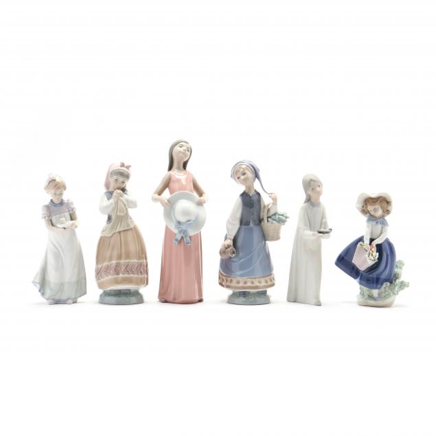 six-lladro-porcelain-figurines-of-young-ladies