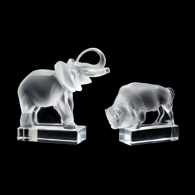 lalique-crystal-bison-and-elephant