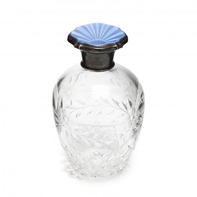 an-antique-dresser-bottle-with-enameled-silver-cover